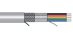 Alpha EcoCable&reg; Mini Foil Braid Shield Multiconductor Cable - 28 AWG 4 Conductor - Slate - 300V - 1000 ft