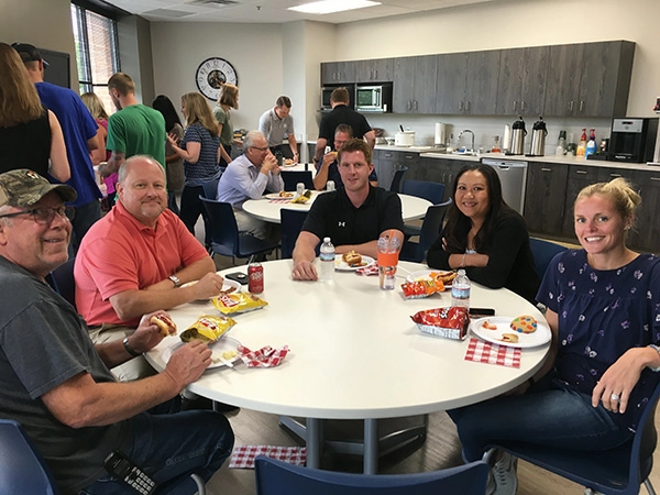Employees at a team luncheon