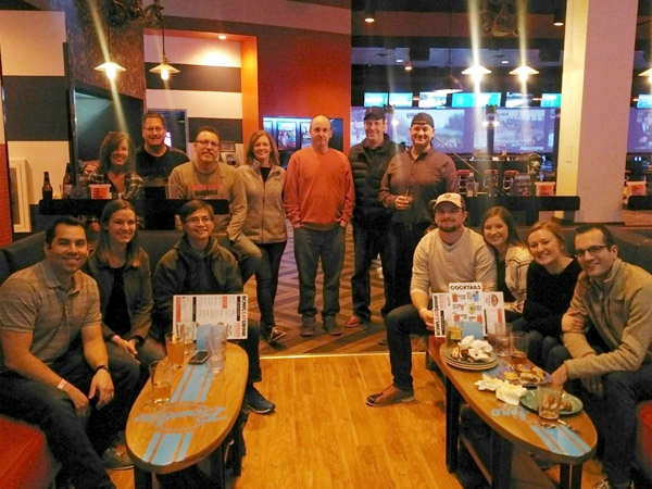 Employees at a bowling alley