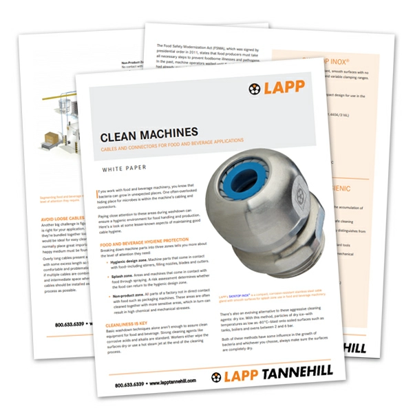 Whitepaper: Clean Cables and Connectors for Food and Beverage Machines
