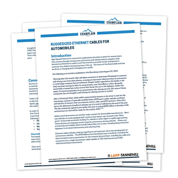 Whitepaper: Ruggedized Ethernet Cables for Automobiles